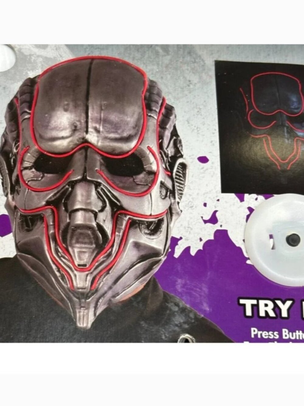 Alien Drone Light Up Mask with 3 Light Modes Hard Plastic Adult Teen 14+